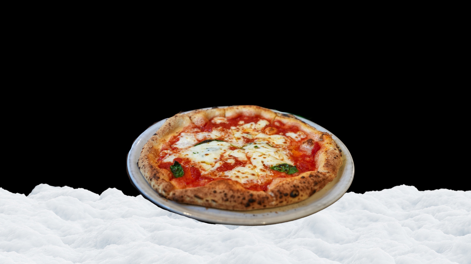 pizza on snow