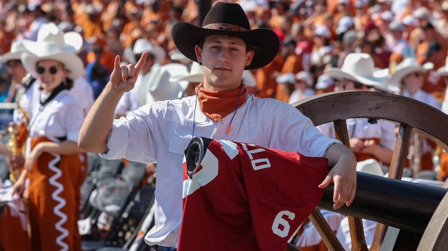 torn Baker Mayfield jersey at Texas Oklahoma game