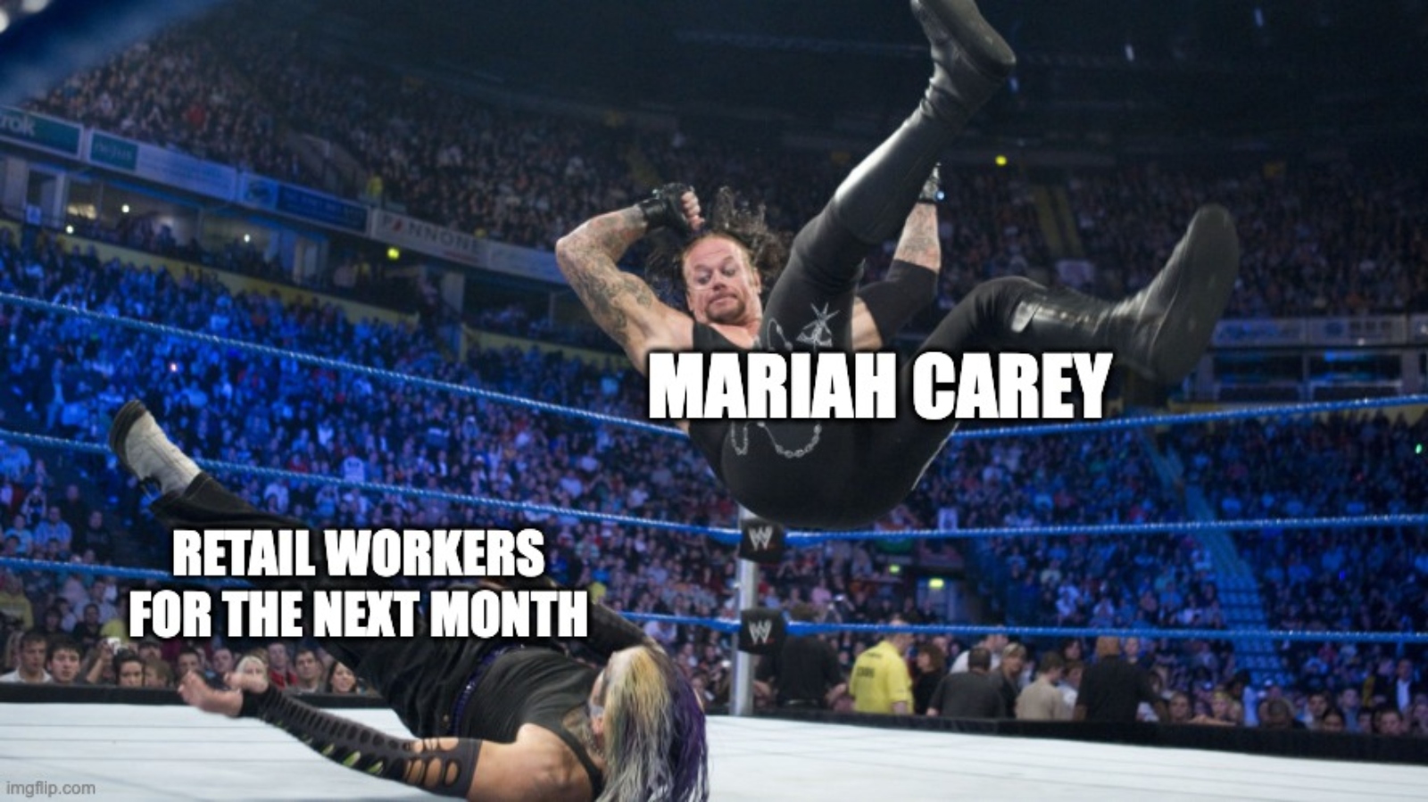 funniest Mariah Carey Christmas meme of the Undertaker wrestling