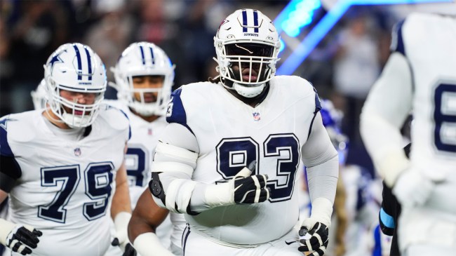 Linval Joseph 93 of the Dallas Cowboys runs out of the tunnel