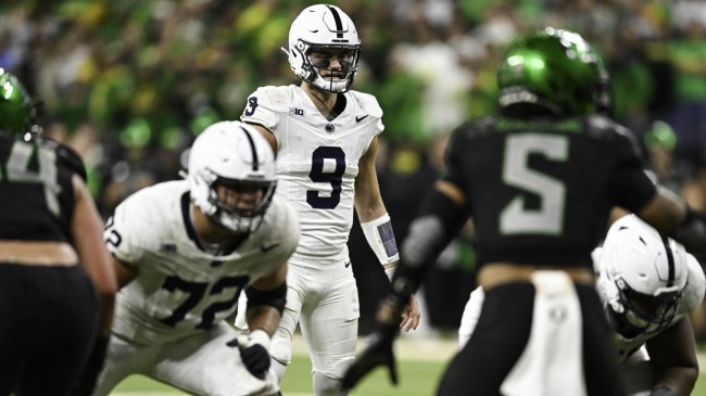 Penn State QB Beau Pribula on the field vs. Oregon.