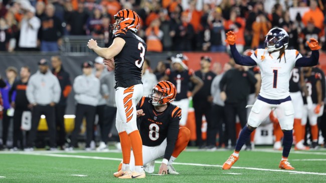 Cincinnati Bengals kicker Cade York misses a field goal.