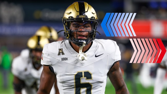 Army RB Kanye Udoh on the field before a game vs. Notre Dame.