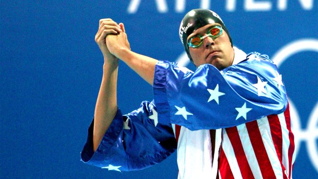 Gary Hall Jr introduced before 50 metre freestyle final during Athens 2004 Summer Olympic Games