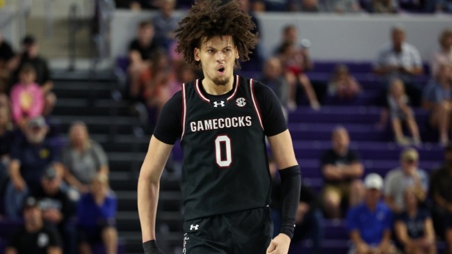 South Carolina basketball player Jordan Butler on the court.