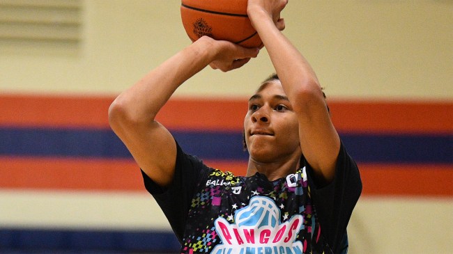 Nate Ament goes up for a shot during the Pangos All-American Camp