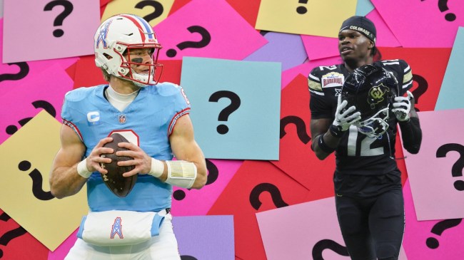 Tennessee Titans QB Will Levis pictured beside Colorado Buffaloes DB Travis Hunter.