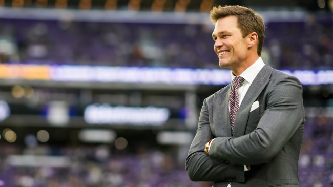 Tom Brady looks on prior to game between Vikings and Packers
