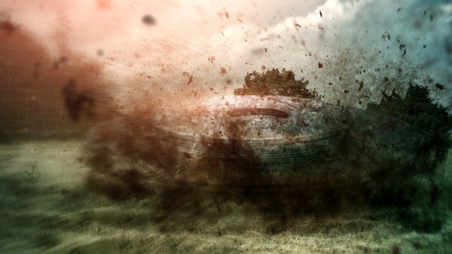 UFO spaceship crash in futuristic alien invasion