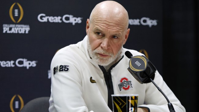 Ohio State defensive coordinator Jim Knowles speaks to the media.