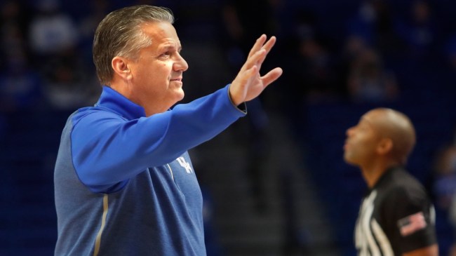 John Calipari on the court at Kentucky.