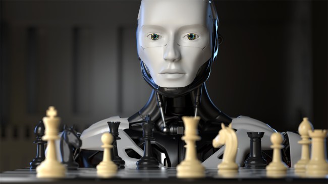 Artificial Intelligence AI Robot playing a game of chess