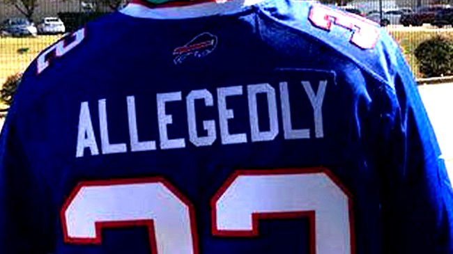 Bills fan wears a custom-made OJ Simpson jersey