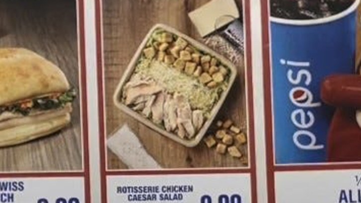 Costco salad on food court menu