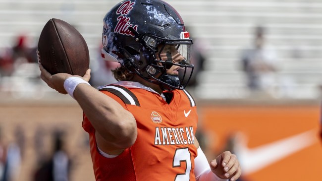 Ole Miss QB Jaxson Dart at the Senior Bowl.