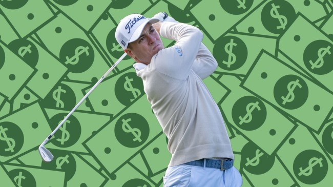 Justin Thomas watches a shot.