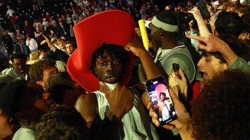 Mississippi State Student Sneaks Into Locker Room After Storming Court For College Basketball Upset