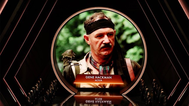 Gene Hackman appears on a screen during the In Memoriam segment at the 97th Academy Awards