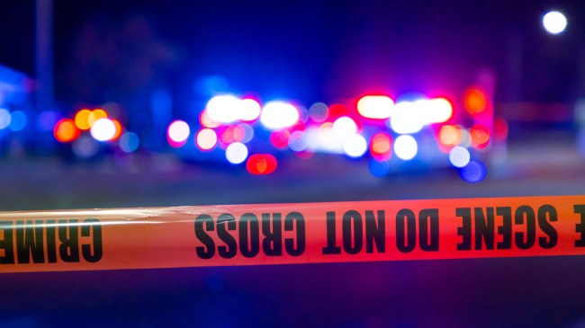 Police lights at taped off crime scene