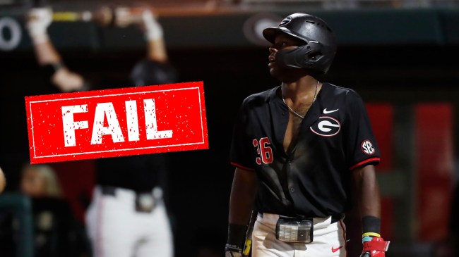 Georgia baseball player Tre Phelps steps up to the plate.