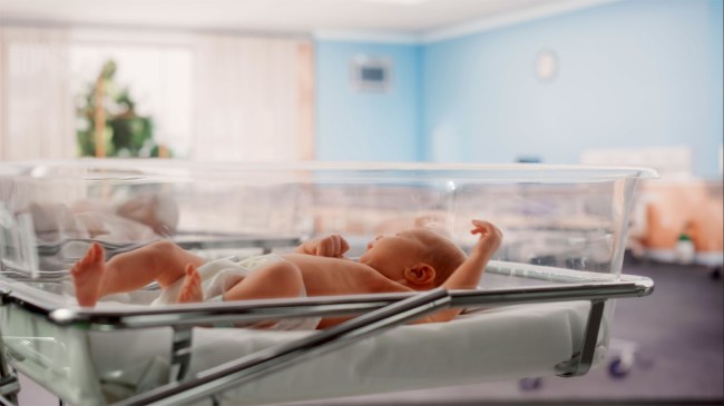 Baby-Lying-in-Hospital-Bed-in-a-Nursery