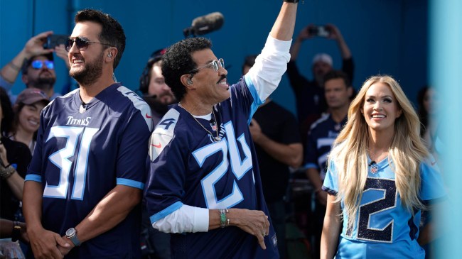 Luke Bryan Lionel Richie and Carrie Underwood at Tennessee Titans game