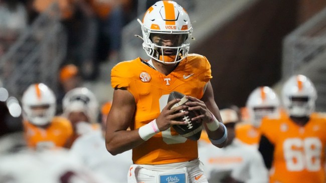 Tennessee QB Nico Iamaleava drops back to pass vs. Mississippi State.