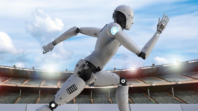 Robot-running-race-on-track