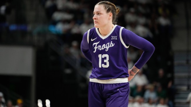TCU women's basketball player Sedona Prince on the court during a game.