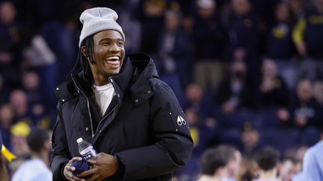 Michigan QB Bryce Underwood at a basketball game.