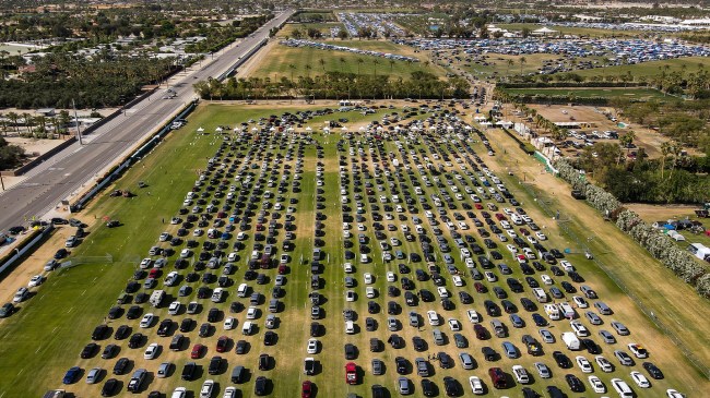 cars waiting to enter Coachella