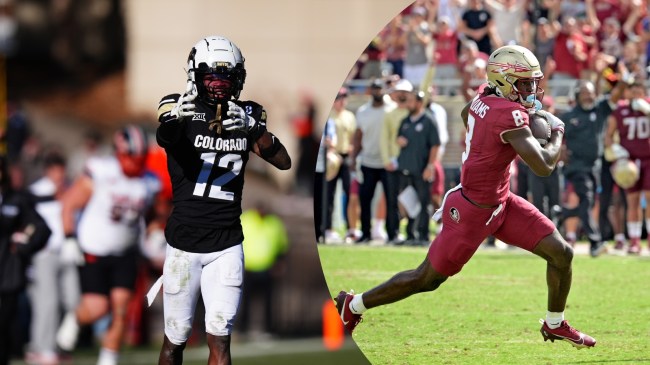Travis Hunter pictured beside Hykeem Williams
