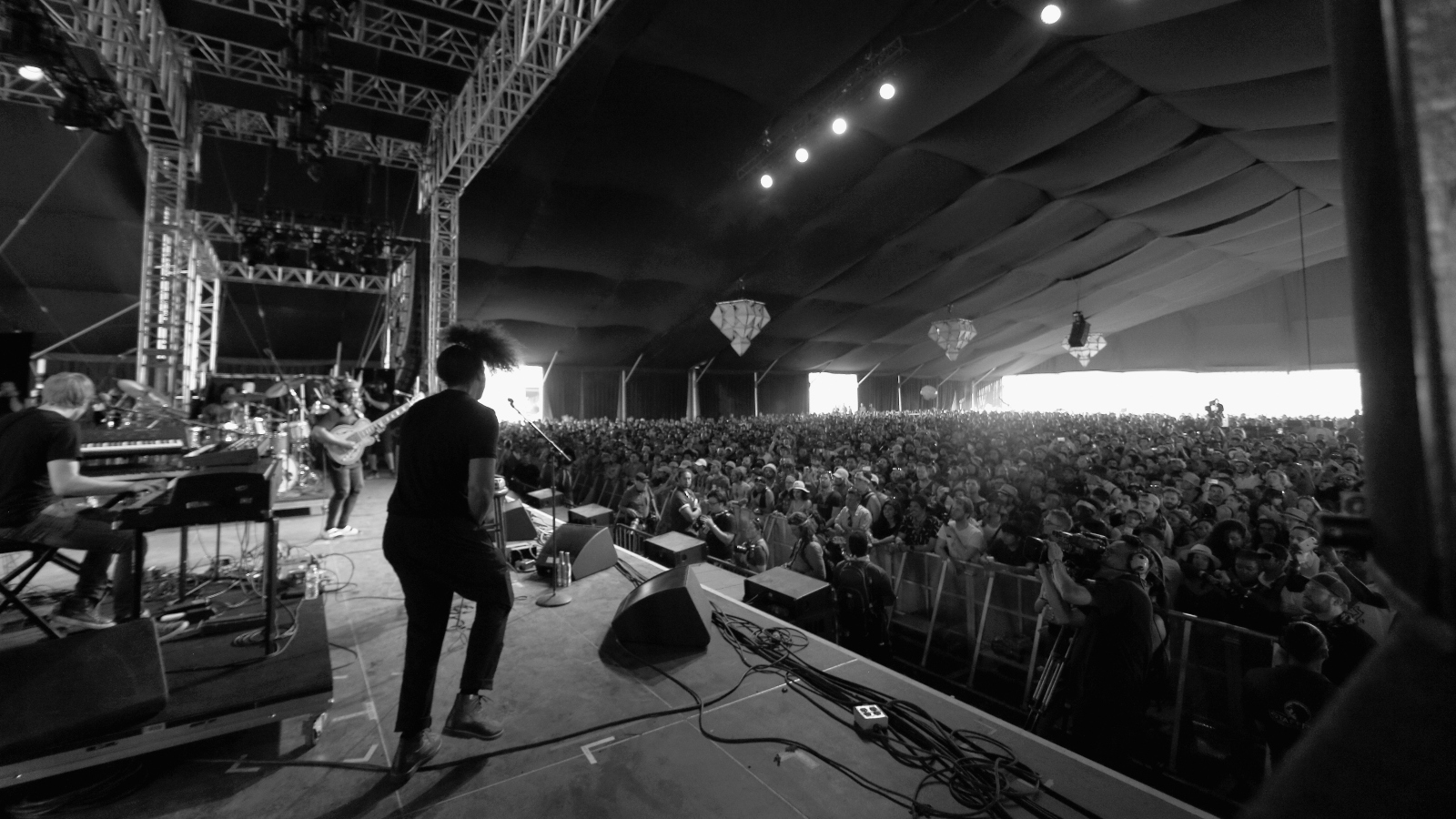 Reggie Watts performs with Thundercat at the Mojave Tent at Coachella in 2017