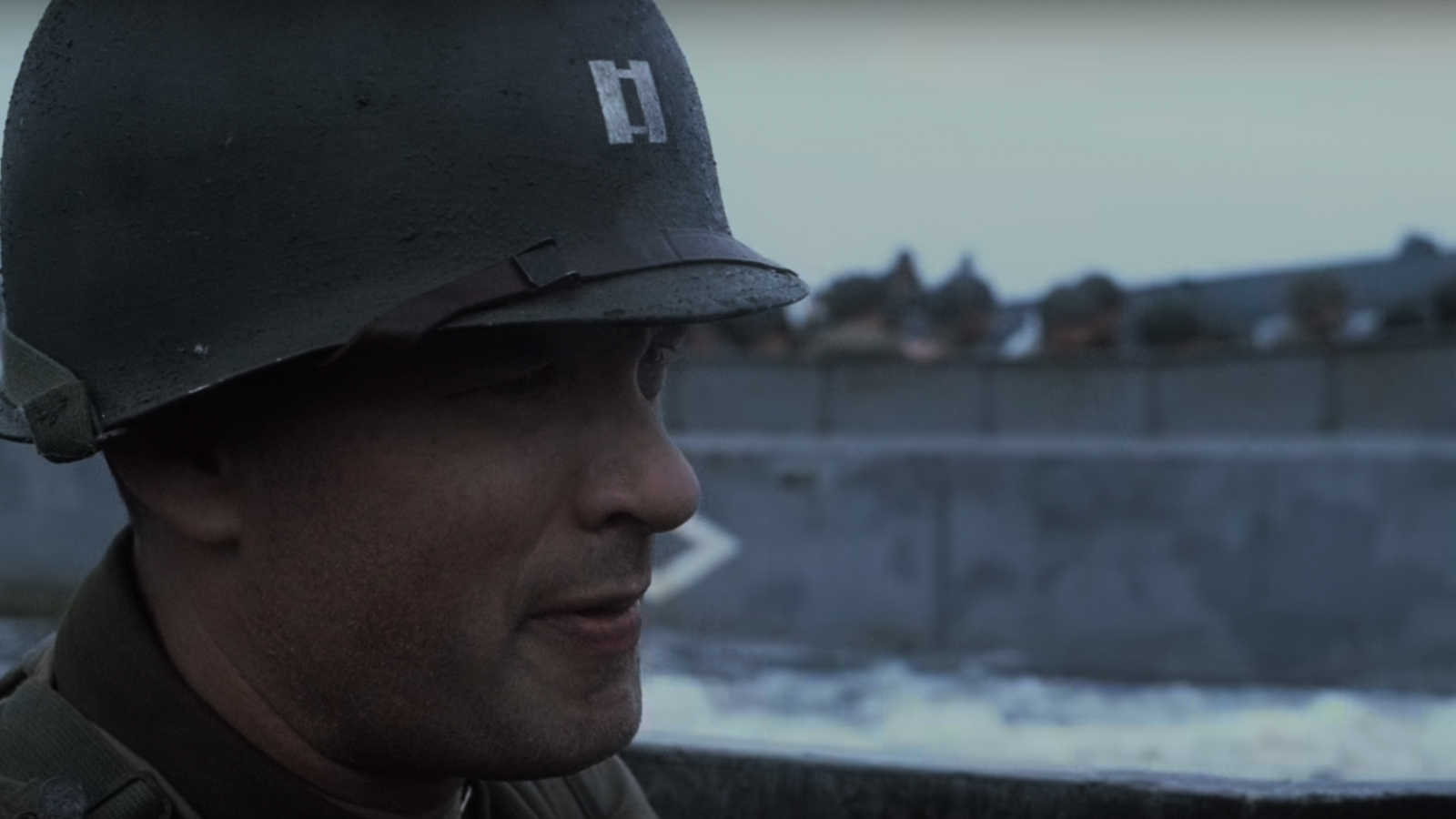 Tom Hanks in Saving Private Ryan during Normandy landings at Omaha Beach
