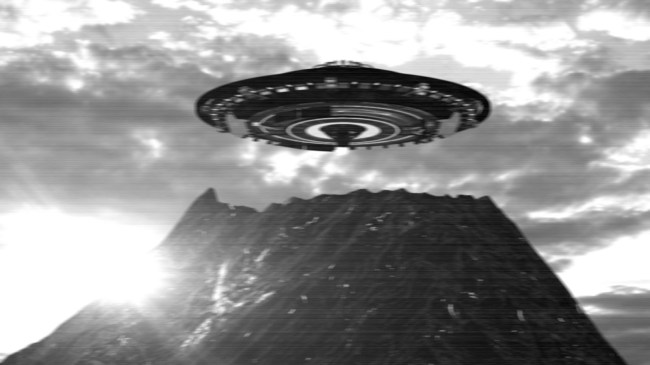 spacecraft-UFO-hovering-above-volcano