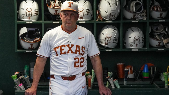 Texas baseball coach Jim Schlossnagle in the dugout.