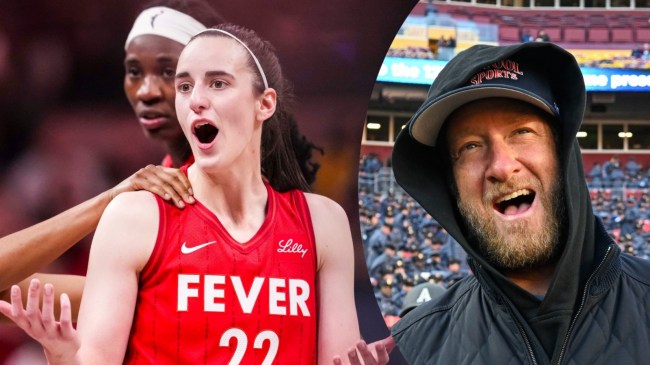 Caitlin Clark pictured beside Dave Portnoy