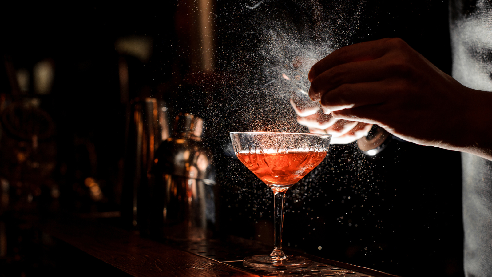 cocktail bar bartender making magic