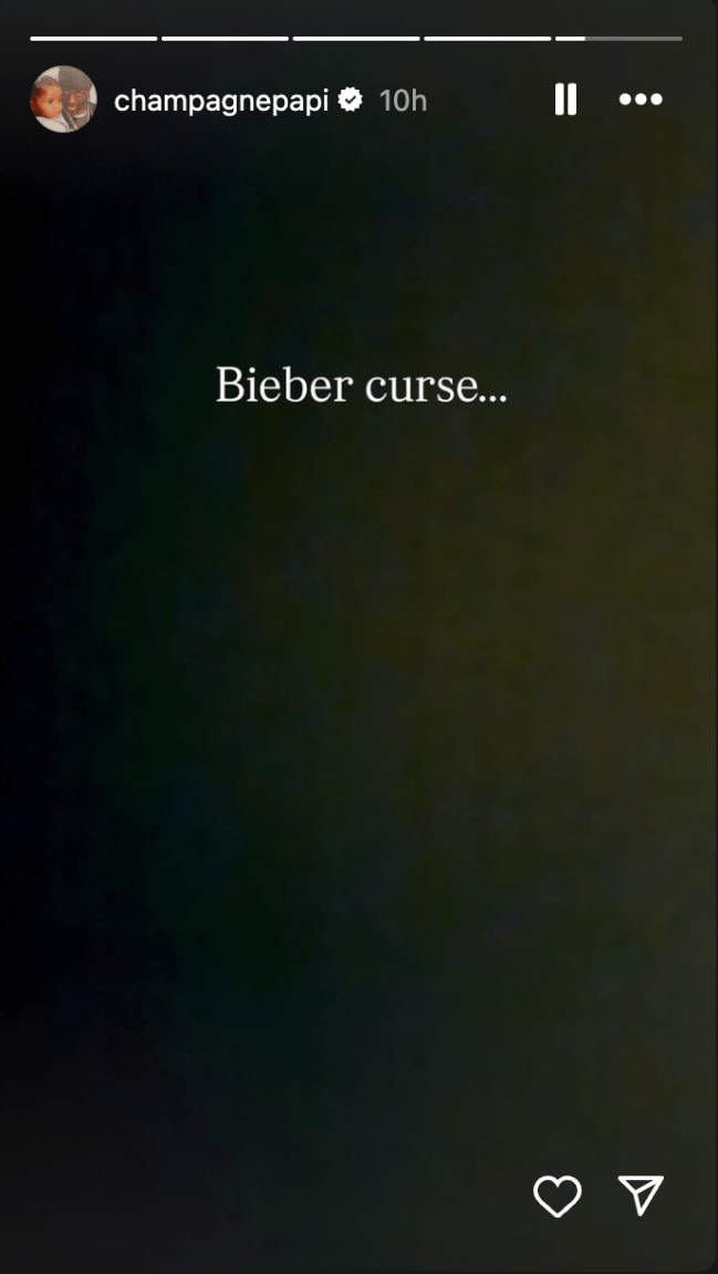 Drake post about Bieber Curse after Maple Leafs loss