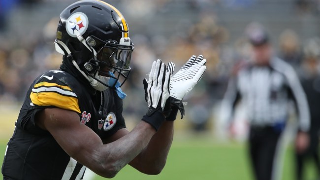 George Pickens celebrates for the Pittsburgh Steelers.