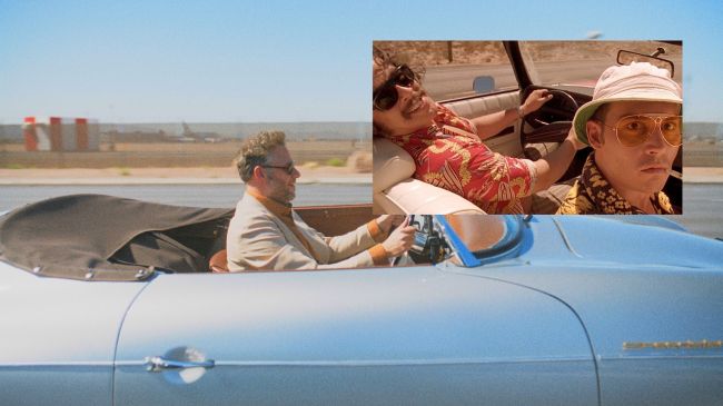 seth rogen in the studio driving a convertible in the vegas episode