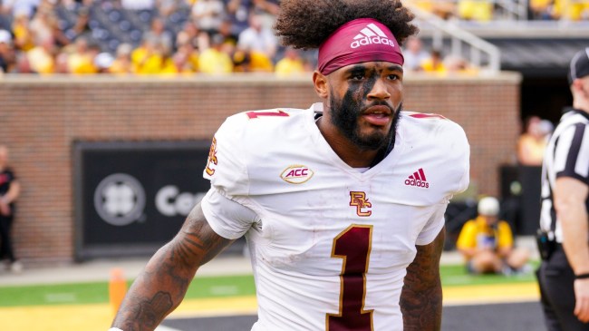Boston College QB Thomas Castellanos on the field vs. Missouri.