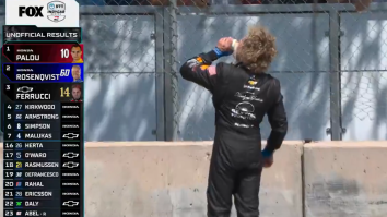 IndyCar Driver Santino Ferrucci Chugs Beer From Fan After Unexpected Podium Finish At Road America