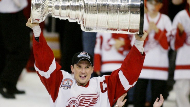 Steve Yzerman holding Stanley Cup