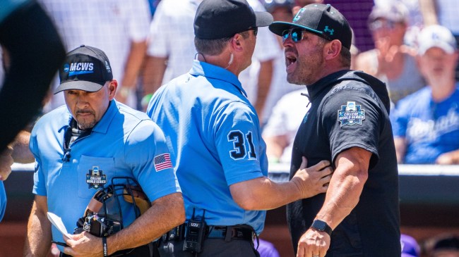Coastal Carolina baseball coach Kevin Schnall is ejected at the College World Series
