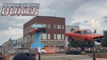 Crazy POV Video Shows Cameraman BARELY Escape Death As ‘General Lee’ Flies 150 Feet Over Fountain