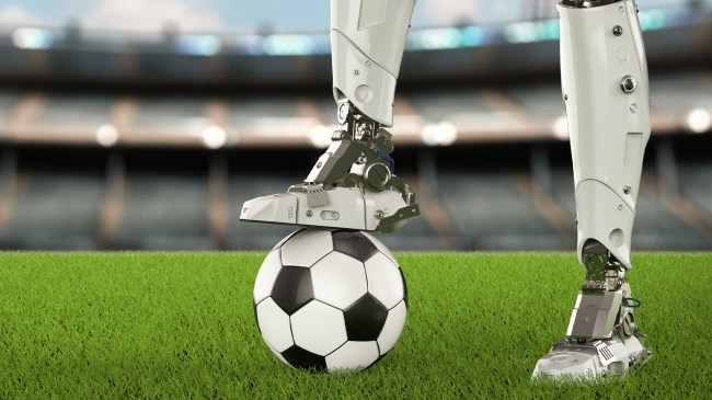 Robot with soccer ball