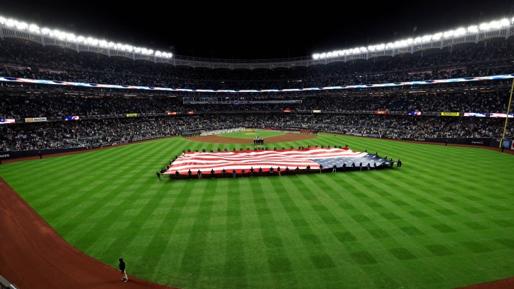 outfield view at Yankee Stadium in The Bronx