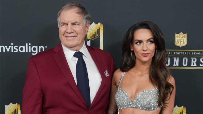 Bill-Belichick-and-Jordon-Hudson-on-the-red-carpet-before-Super-Bowl-LIX-NFL-Honors