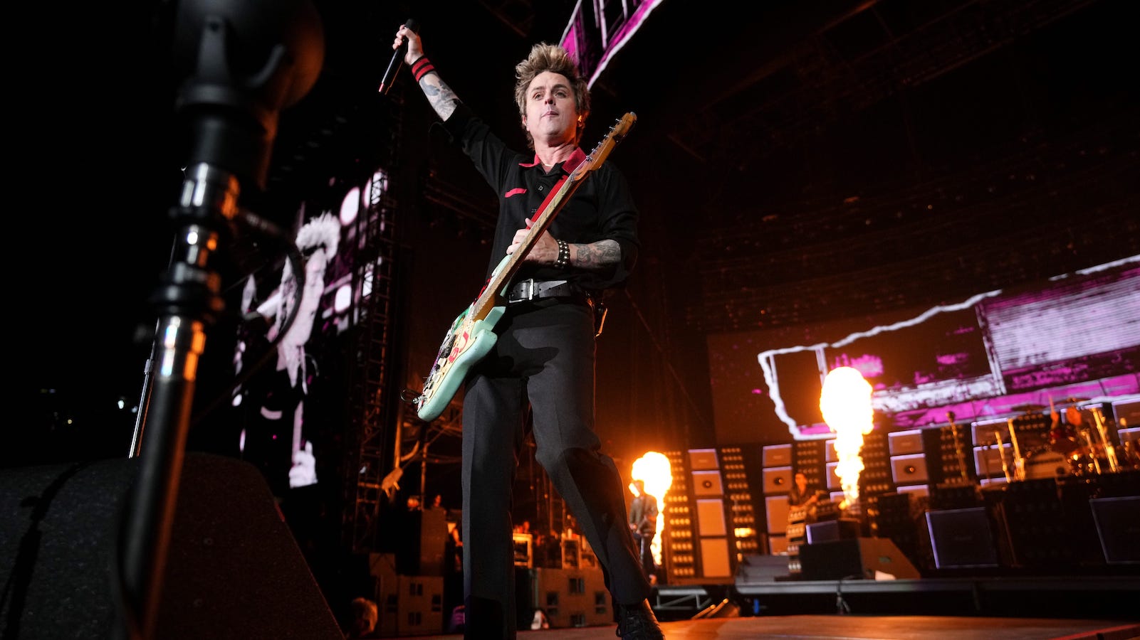Billie Joe Armstrong performs with his band Green Day during the Saviors Tour at Chase Field on Sept. 18, 2024, in Phoenix.
